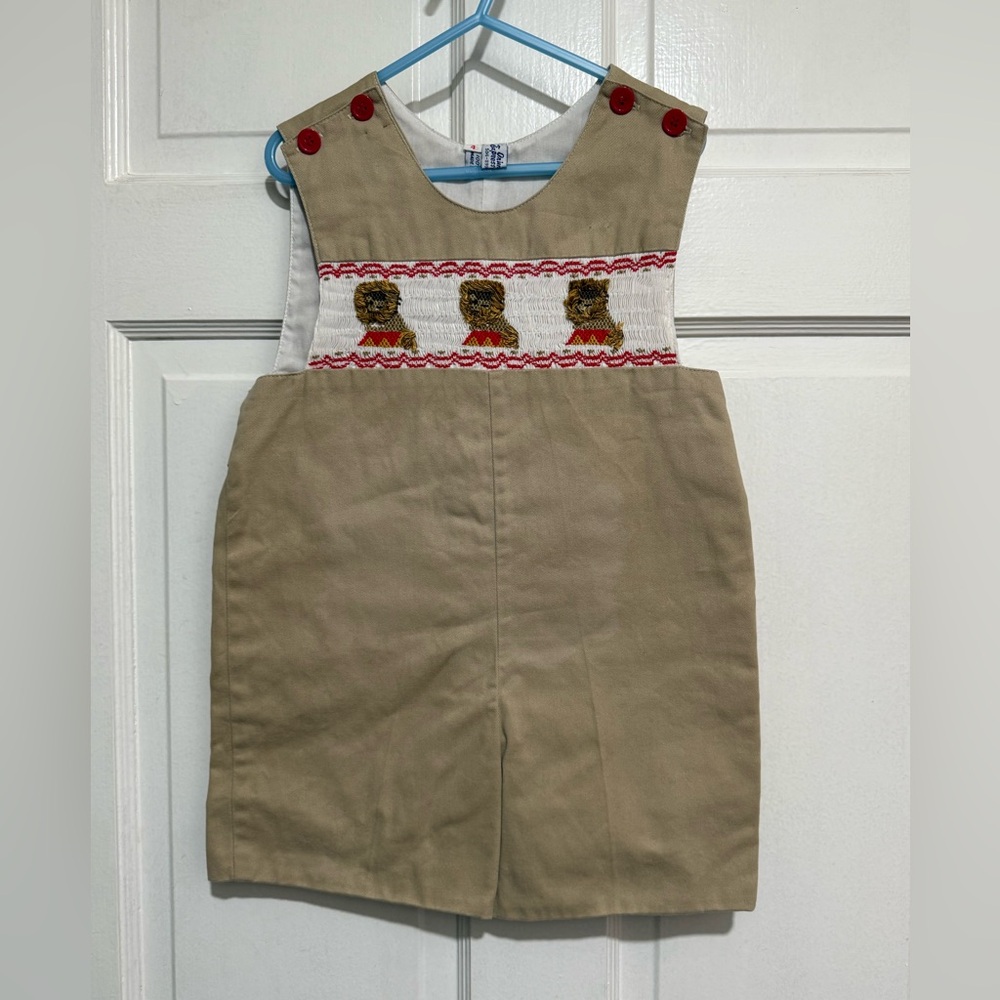 4T Lion Circus Shortalls Boys Jon Jons Khaki Romper One Piece Outfit Summer Zoo